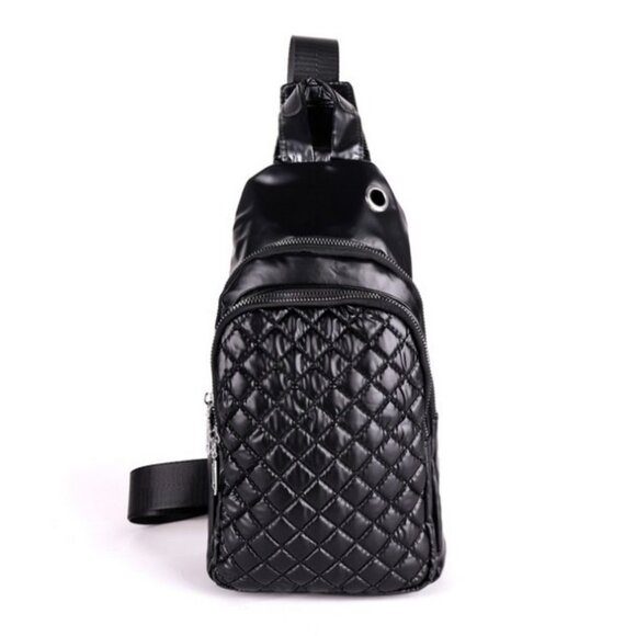 Quilted Sling Bag- Belt Bag- Black- Nylon Polyester - NWT - Picture 2 of 9